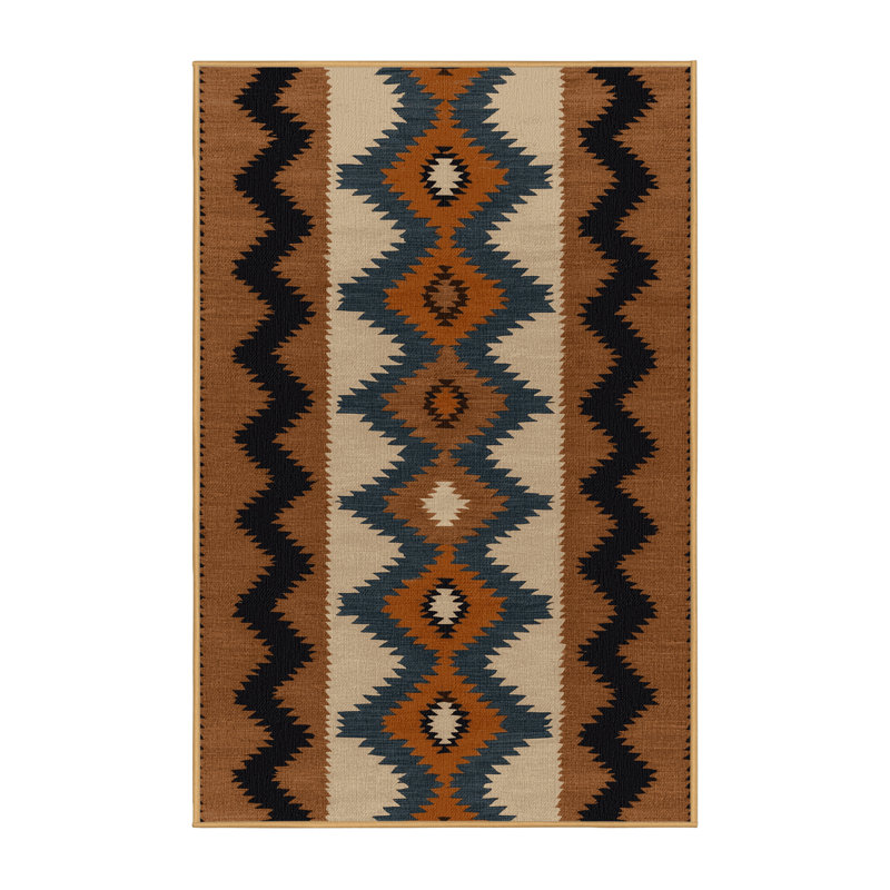  Tapis lavable à chevrons de style sud-ouest Navajo, Rectangulaire 8 pi x 10 pi