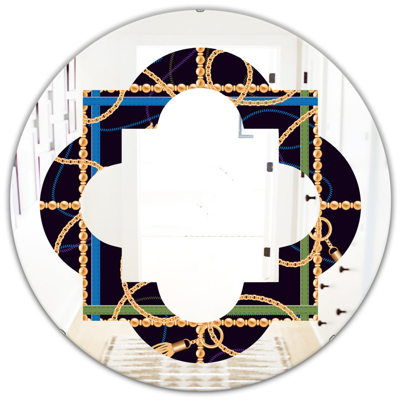 Miroir mural Quatrefoil Zigzag, H 24 po x l 24 po, Chaîne quatrefoil tendance