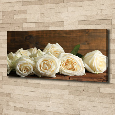 White Roses 1 Piece Wrapped Canvas Wall Art