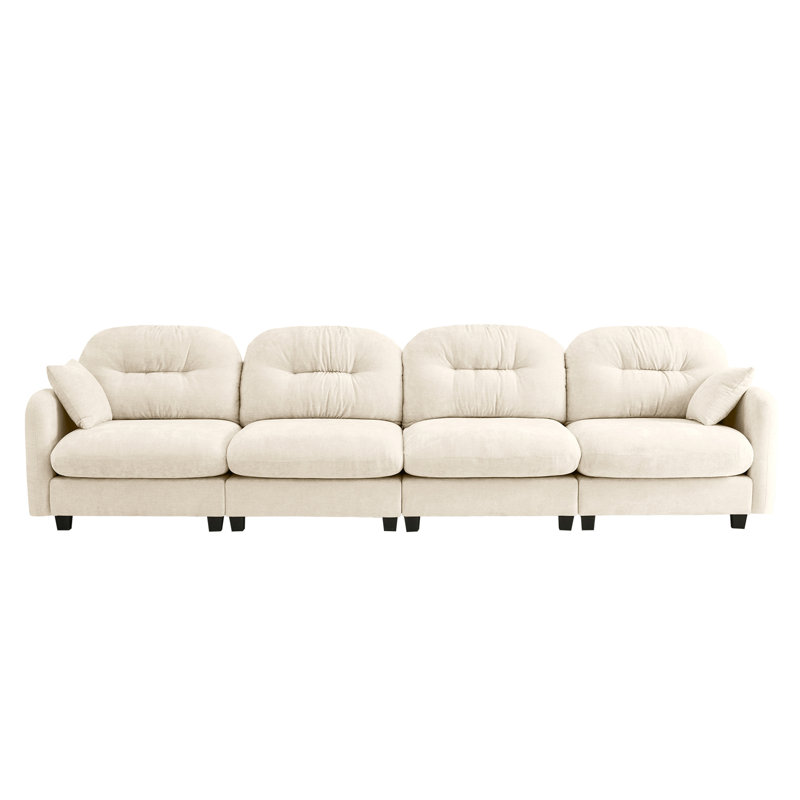 Four-Seater Modular Sectional Couch,Premium Chenille Fabric,With 2 Throw Pillows,Tufted Cushion Backrest Design,High-Density Foam Easy Install,Fits Bedrooms, Living Rooms, Reading Nooks