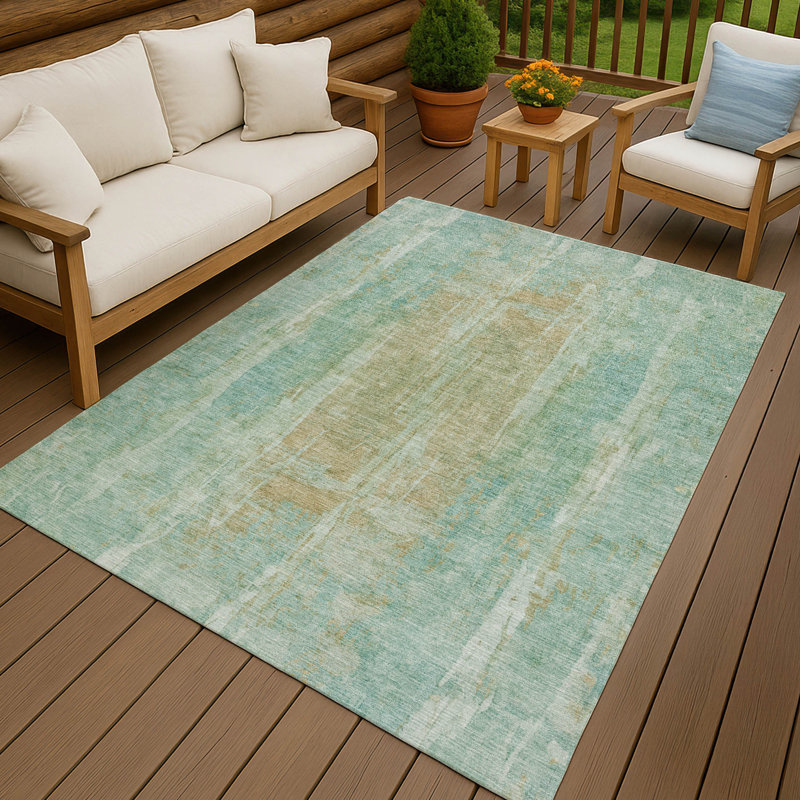 Tapis abstrait lavable à la machine intérieur / extérieur ACN2309 Chantille, Rectangle 5 pi x 7 pi 6 po