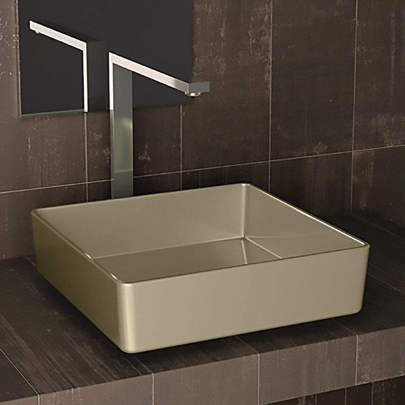 Maestro Bath 15.7'' Acrylic Square Bathroom Sink, Champagne