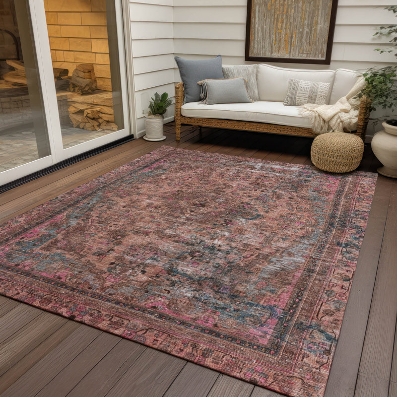 Blazura Pink Washable Indoor-Outdoor Rug - LOOMLAN, 9' x 12'
