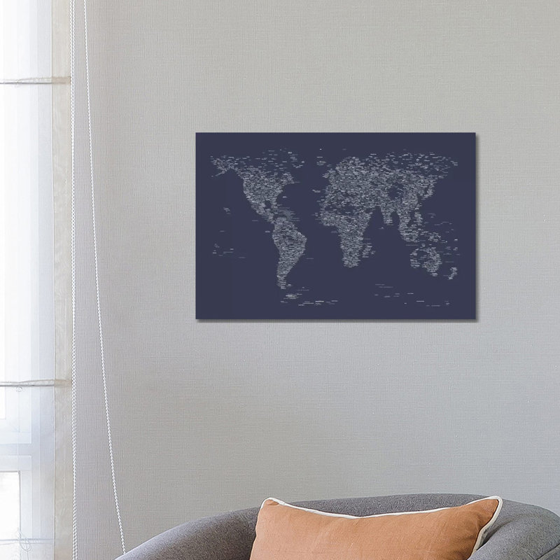 Font World Map by Michael Tompsett - Wrapped Canvas Painting, 66.04 cm H x 45.72 cm W