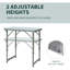 Table de camping pliante de 23 po avec hauteur réglable, table portable légère avec poignée de transport, table de camping pliante pour l'extérieur