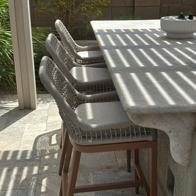 Kiarn Wicker Outdoor 28.5'' Bar Stool with Cushion