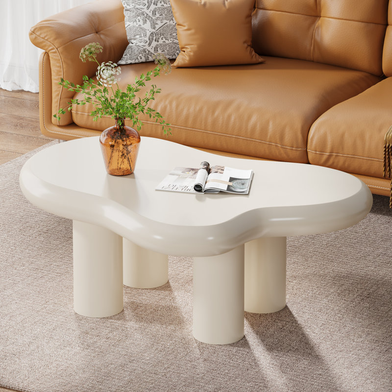Table basse en bois manufacturé Jerimyah , H 15,35 po x l 39,37 po x P 22,83 po, Crème, crème