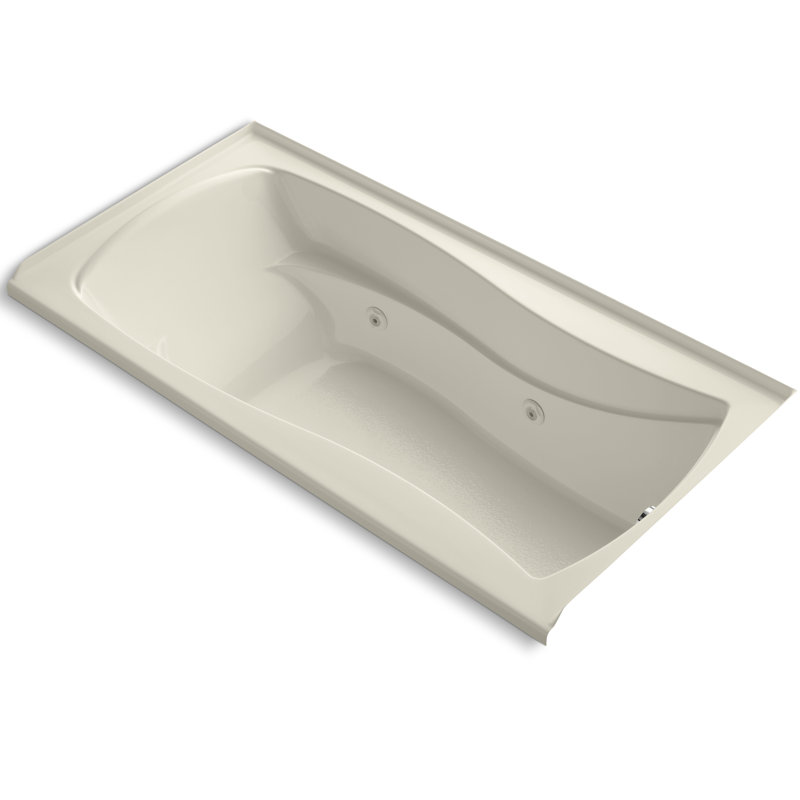 Mariposa 72" x 36" Drop in Whirlpool Bathtub, Almond, Right