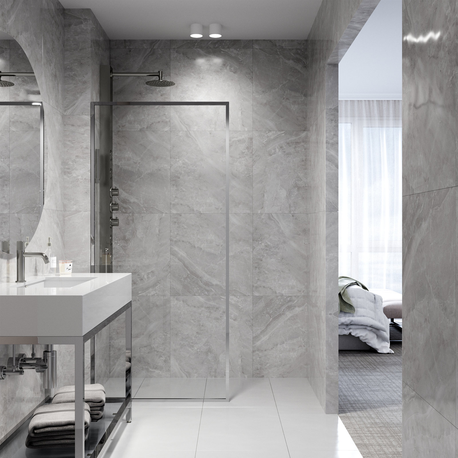 Meridian Framed Fixed Shower Screen, Chrome Clear