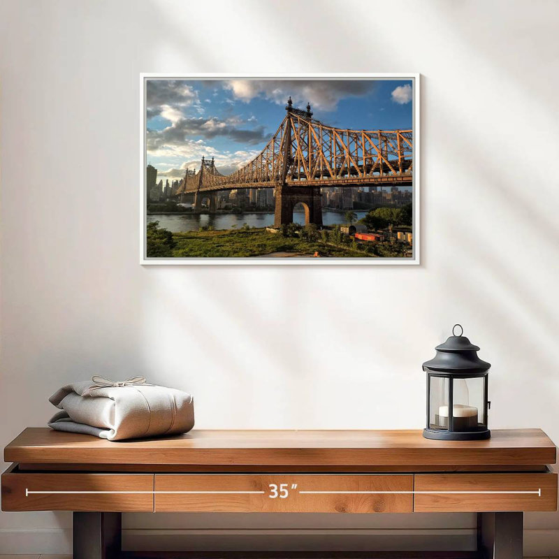 Pont de Queensboro, New York, Cadre flottant blanc, 19 po x 13 po