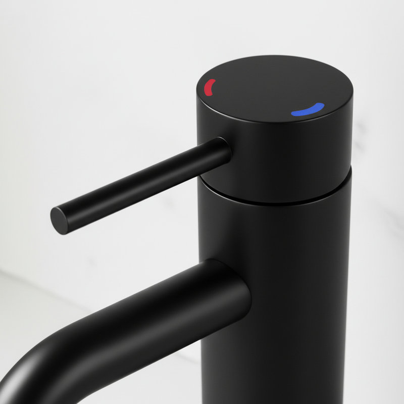 Robinet pour salle de bain - Poignée monotrou - Noir mat - Fabrication en acier inoxydable, cartouche de rouille, finition égratignée, construction de lignes d'alimentation, haute performance incluse