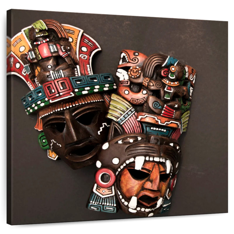 Kerner Mexican Mayan Masks, 24" H x 24" W