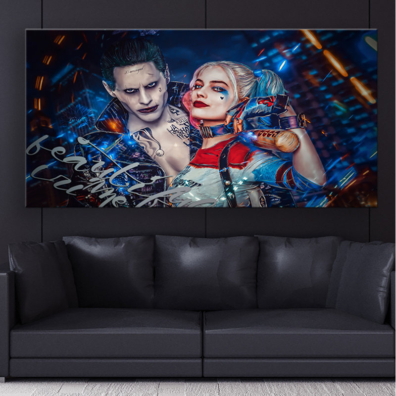 Harley Quinn And The Joker - Wrapped Canvas Print, 78cm H x 103cm W x 2cm D
