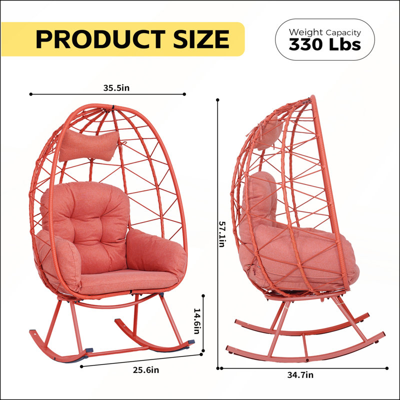 Chaise longue en osier pliable en rotin avec coussin épais pour patio et maison
