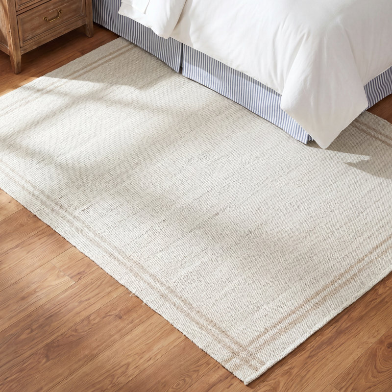 Lavande Geometric Wool Area Rug in Ivory/Tan, Rectangle 8'10" x 12'