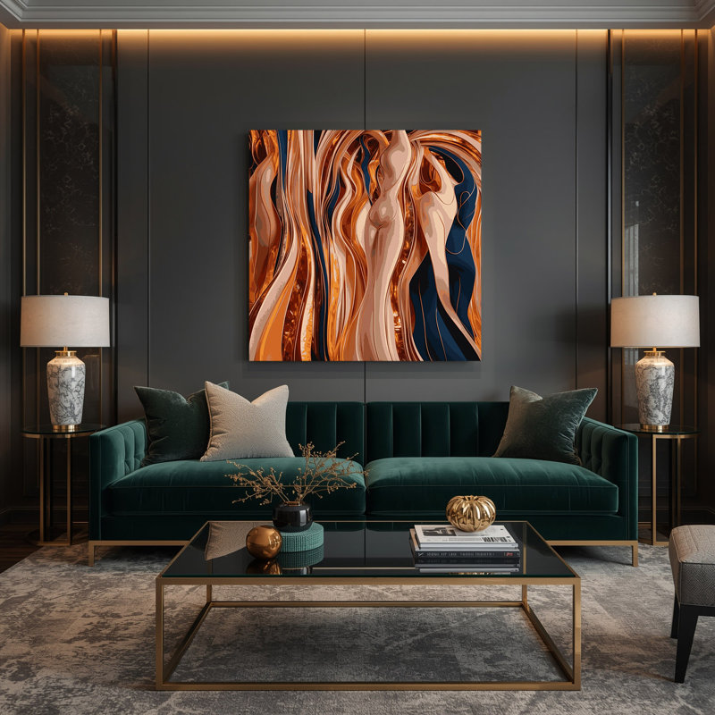 Abstrait, art figuratif brun sur toile 39, H 12 po x l 12 po