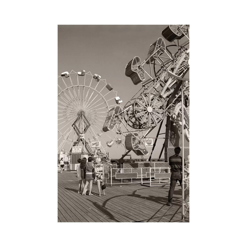 1960s Group Of Teens Looking At Amusement Rides On Pier by Vintage Images - Wrapped Canvas Print, 20.32 cm H x 30.48 cm W