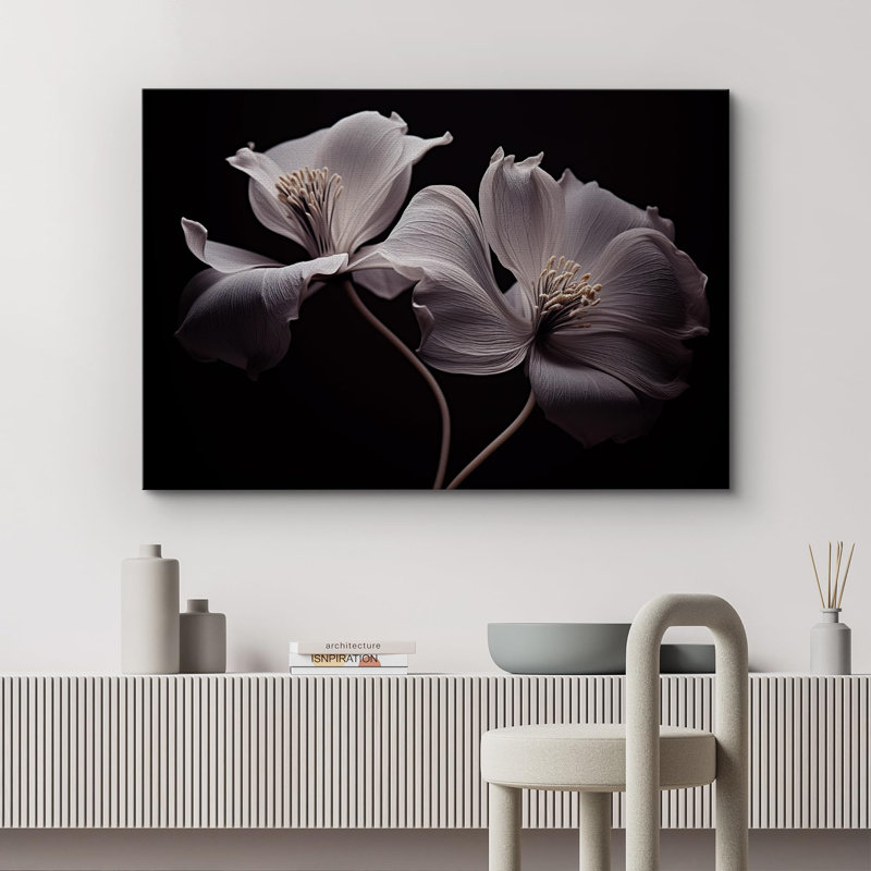 Flower Blossom " White Clematis Closeup ", 12'' H x 18'' W