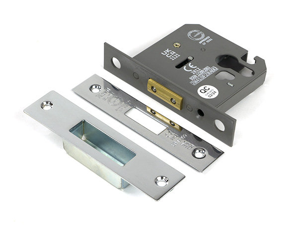 Polished Chrome 3" Euro Profile Dead Lock, Polished Chrome