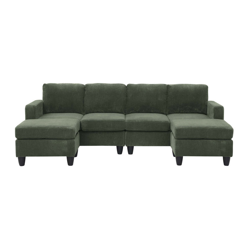 Savannah Modular Corduroy Sectional Sofa with Ottoman