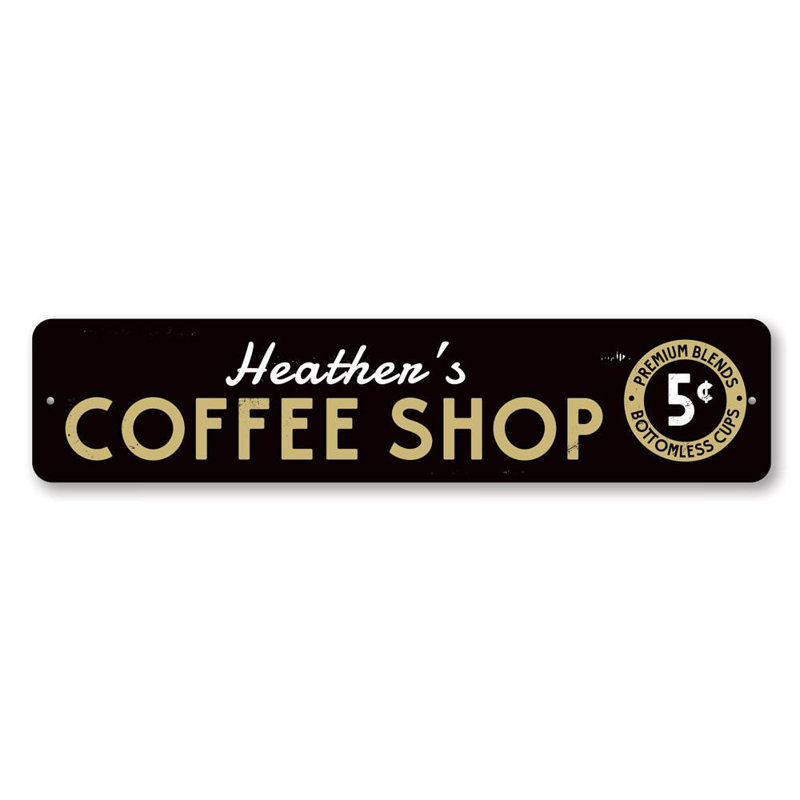 Enseigne en aluminium 5 Cent Coffee Shop, H 6 po x l 24 po x P 0,063 po