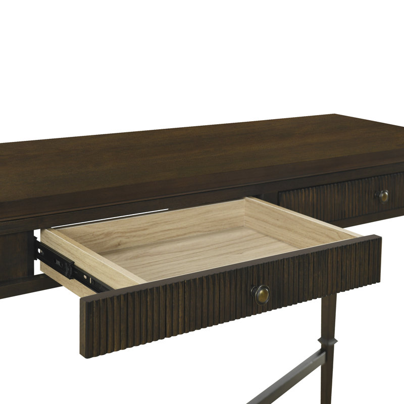 Kenna Dark Brown Wood and Metal Console Table with Storage