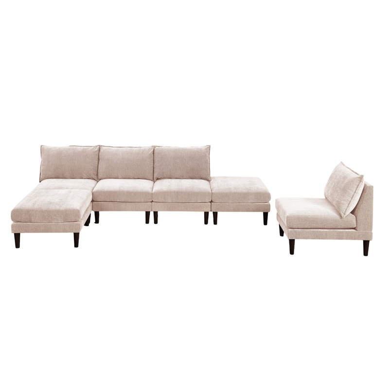 6 pièces modulaire rosé modulaire avec 4 chaises sans accoudoirs et 2 repose-pieds pour le décor de la maison dans le salon