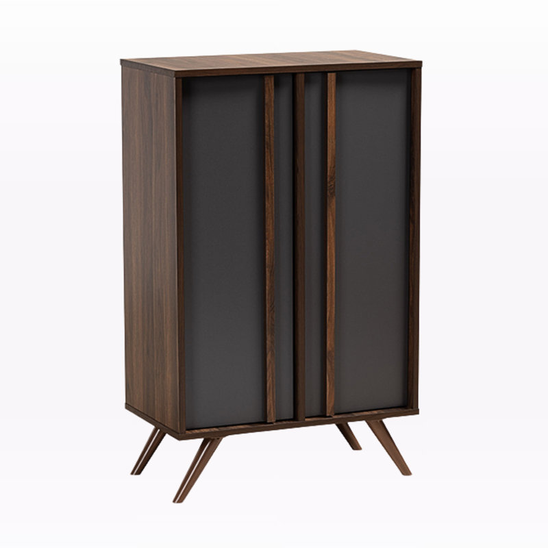 Milbrandt 2-Door Shoe Cabinet in Grey and Walnut Finished Wood, 38.02'' H X 23.51'' W X 13.32'' D