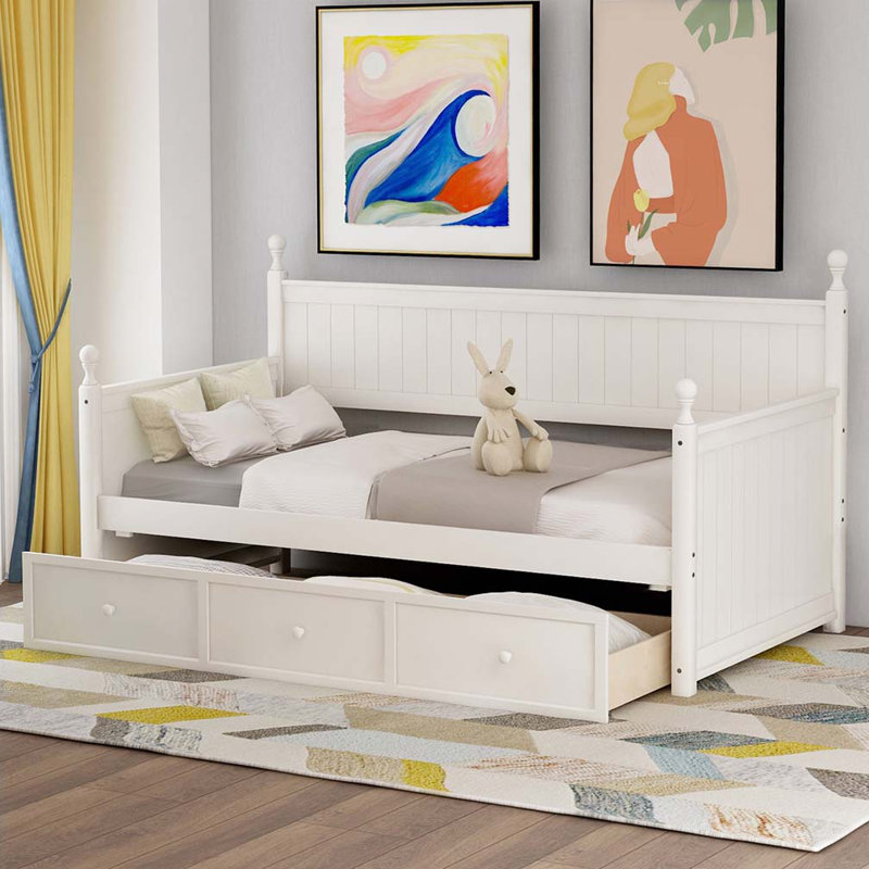 3-Drawers Sorage Wood Daybed
