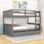 Lit superposé double en bois avec lit gigogne et garde-corps-9068445