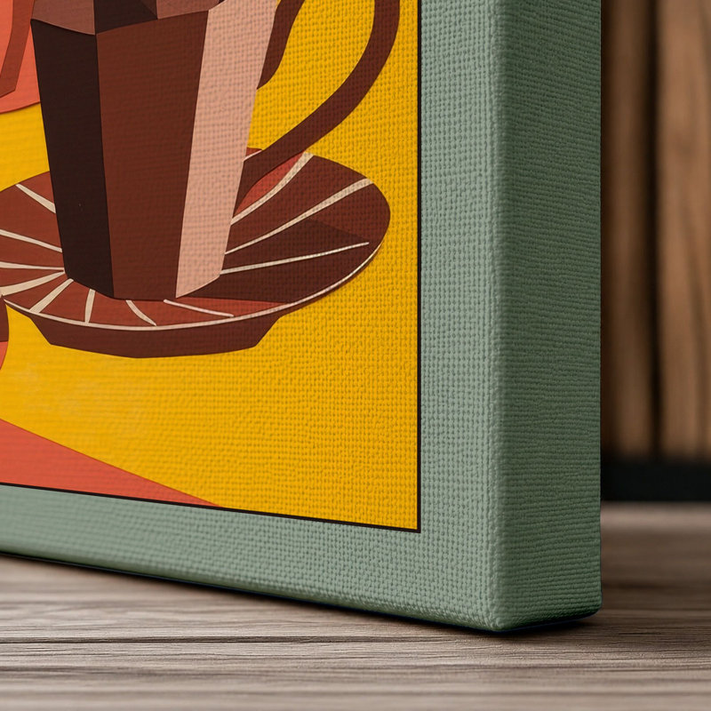 Warm Tea Service Mid-Century 1 Piece Wrapped Canvas Wall Art, 36x24 - 91.4 x 61.0 cm, Sage Border