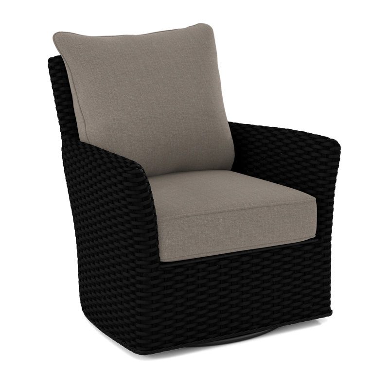 Lanai Upholstered Swivel Armchair, Stone Crypton Performance; 0884-83, Black