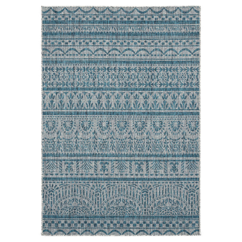 Tapis Efecan Ikat Aqua, Rectangle 5 pi 3 po x 7 pi 6 po