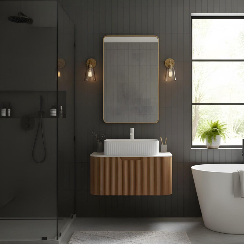 Meuble-lavabo de 30 pouces avec lavabo, lavabo rectangulaire en céramique blanche, 30"