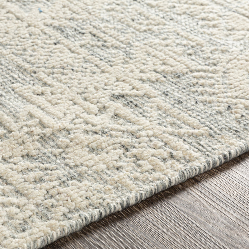 Tapis ivoire en laine noué à la main Southwestern, Rectangle 8 pi x 10 pi