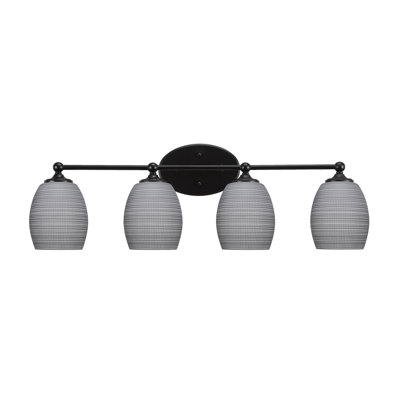 Aitkens 4 Light Bath Bar Shown In Matte Black Finish With 5" Gray Matrix Glass