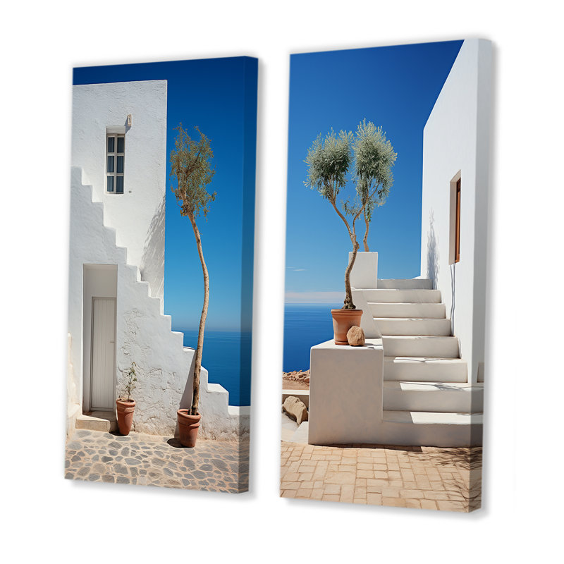 Coastal Dream Retreat - Ensemble de 2 décorations murales bord de mer, Toile tendue, H 28 po x l 25 po