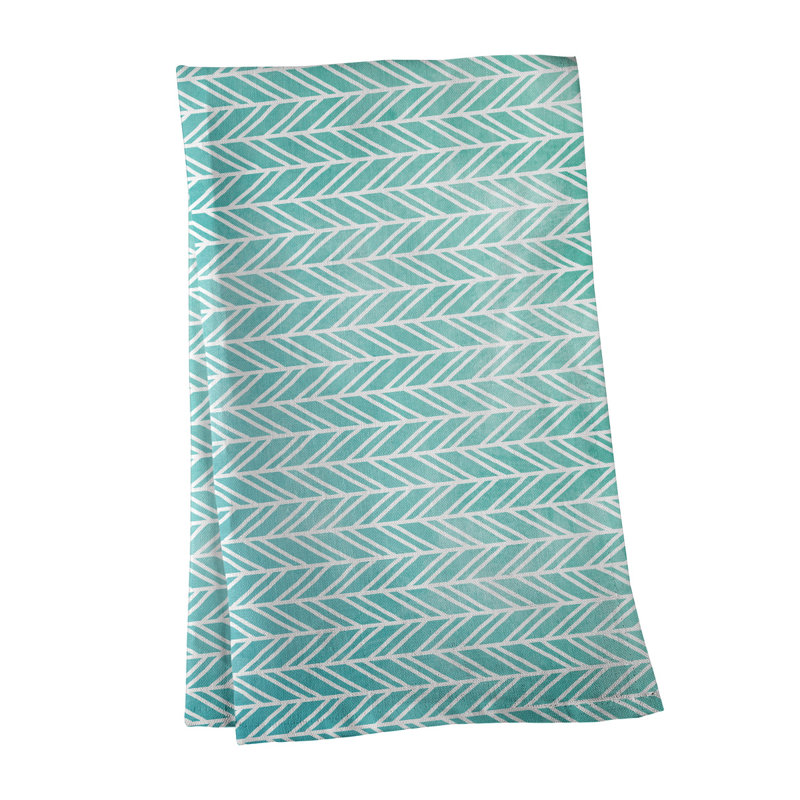 Serviette à thé à motif chevrons, Sergé de coton, Menthe