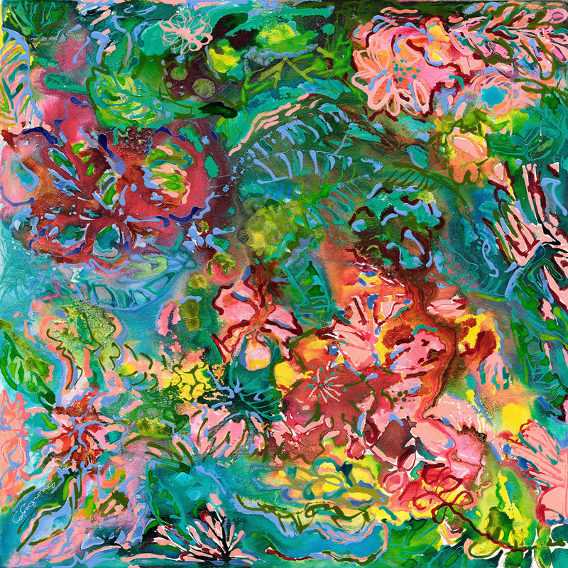 Ensembles de housse de couette en microfibre DiaNoche par Sonia Begley - Fleurs tropicales de la forêt tropicale