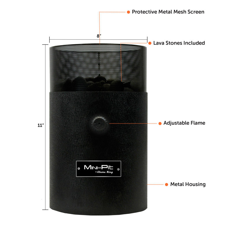 Flame King Black Mini Tabletop Propane Fire Pit