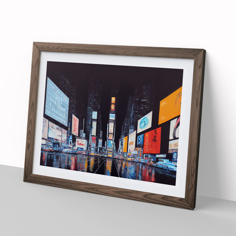 XH1022-6207X Modern Times Square Art Vol.6 - Single Picture Frame Print, 25cm H x 34cm W x 2cm D, Walnut