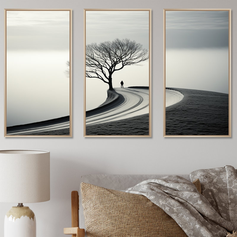 Paysage d'hiver, ensemble de photos d'art sur toile, H 40 po x l 60 po x P 1 po, Cadre naturel flottant