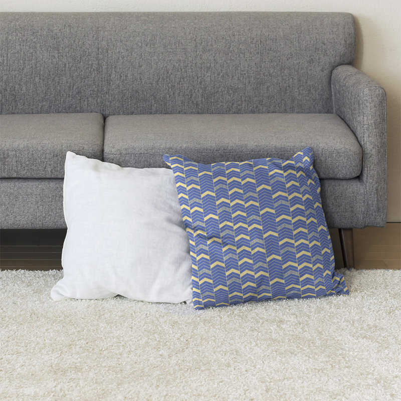 Coussin Rhonda, 36 po x 36 po, Bleu/jaune, Bourre en polyester