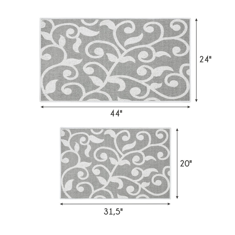 Tapis de cuisine 2 pièces Devkaran, Gris