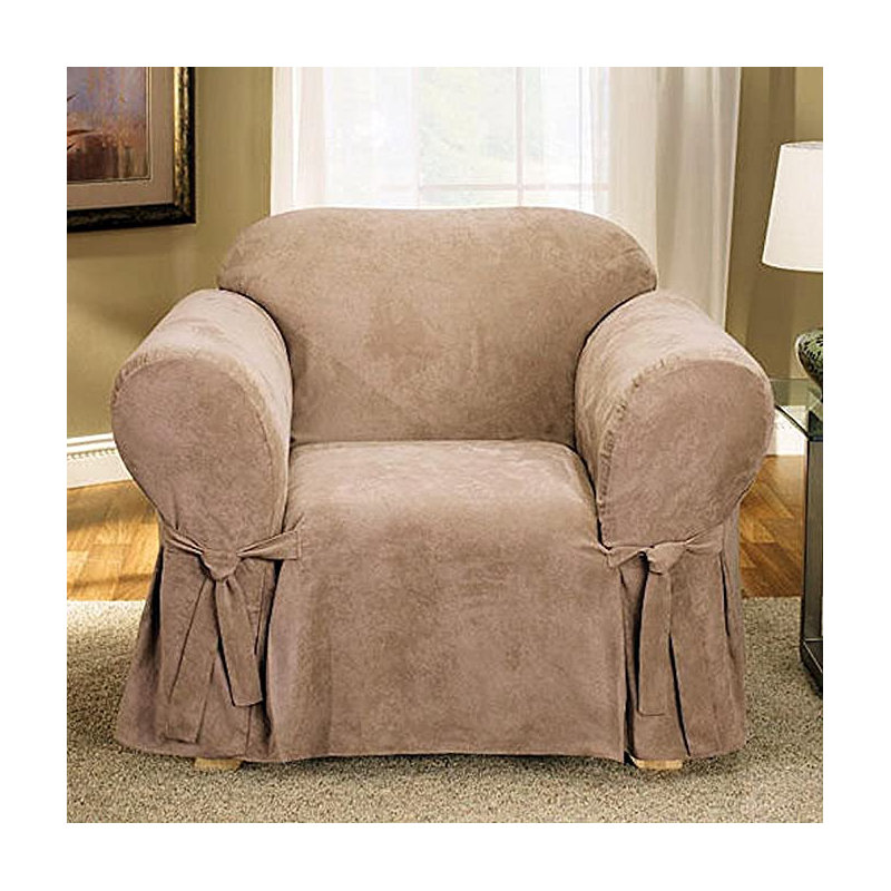 Housse pour fauteuil à coussins carrés/rectangulaires, Mélange de polyester brun clair