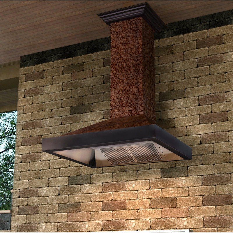 30" 400 CFM Ducted Wall Mount Range Hood, Hand-Hammered Copper, 30" W