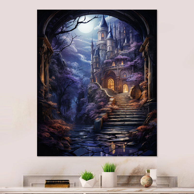 Châteaux mystiques, portes enchantées - impression de châteaux sur métal, H 32 po x l 24 po