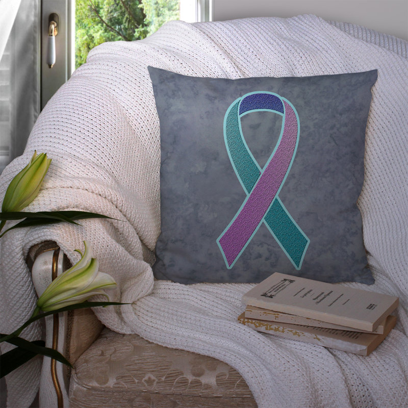 Housse de coussin d'extérieur carré Ribbon for Thyroid, H 14 po x l 14 po x P 4 po