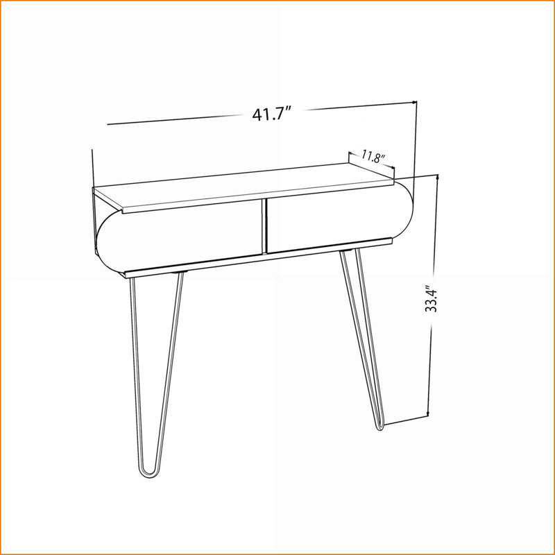 Console Lora à 2 niveaux avec pieds en métal | Bois de chêne clair clair
