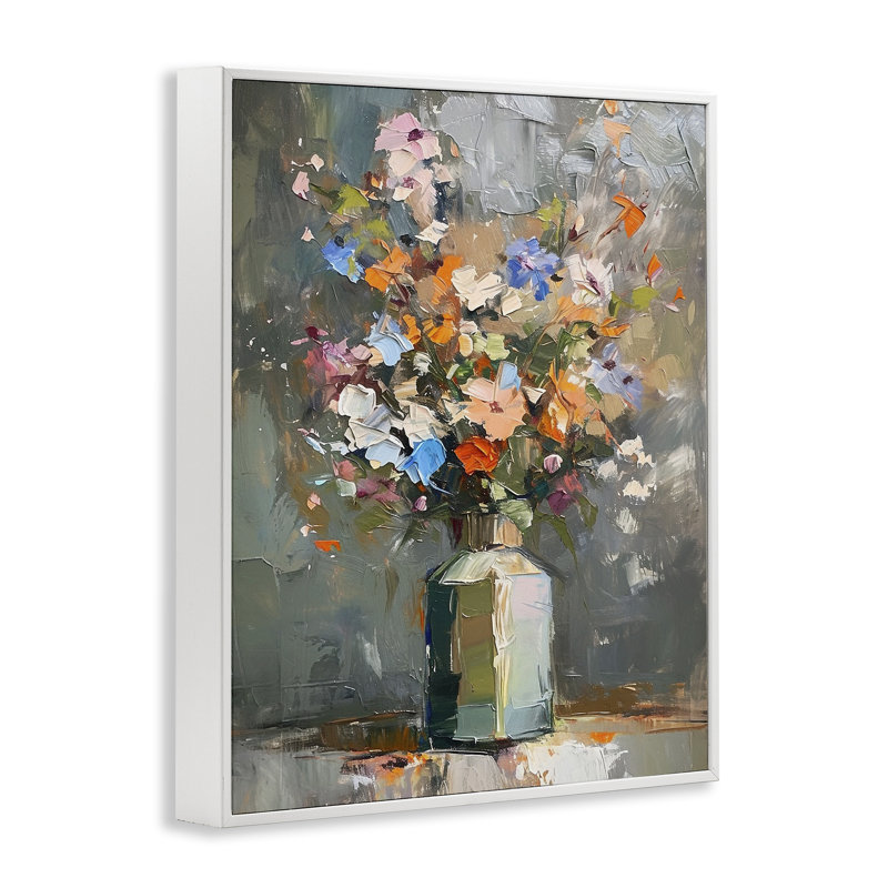 Mixed Bold Bouquet Framed Giclee Art by Ramona Murdock, Coastal White Framed Giclee, 20" H x 16" W